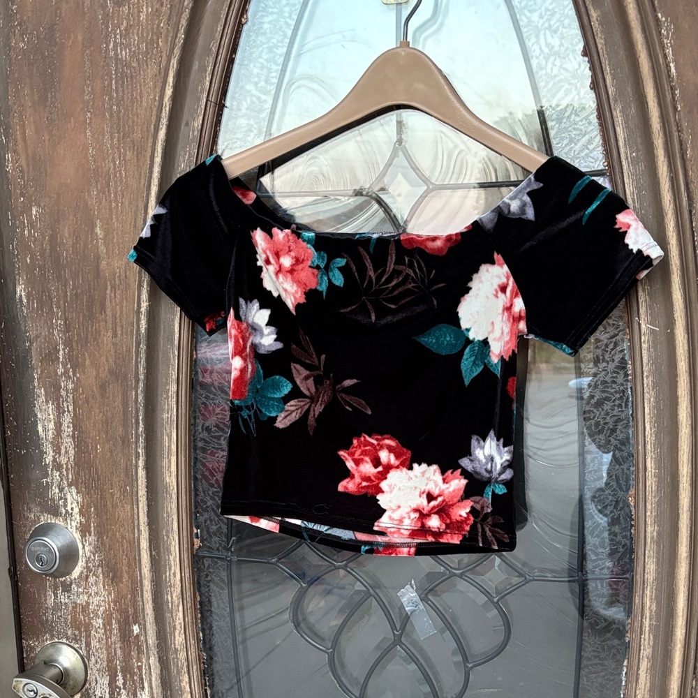 Tres Bien velour  crop top!  small